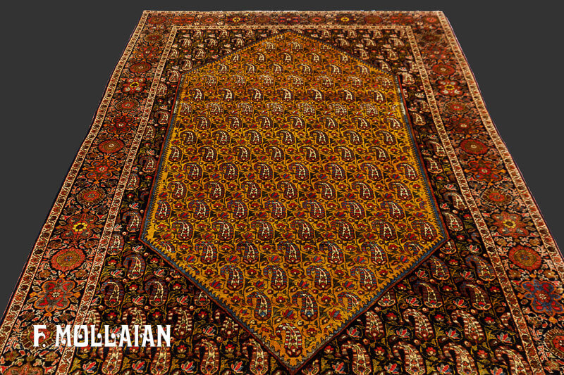 فرش آنتیک ایرانی ساروق فراهان با طرح “بته جقه” کد:۵۱۲۰۳۹۲۳